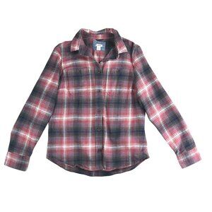 LL BEAN Women's Flannel Slightly Fitted XS Black White Red Outdoors Cozy